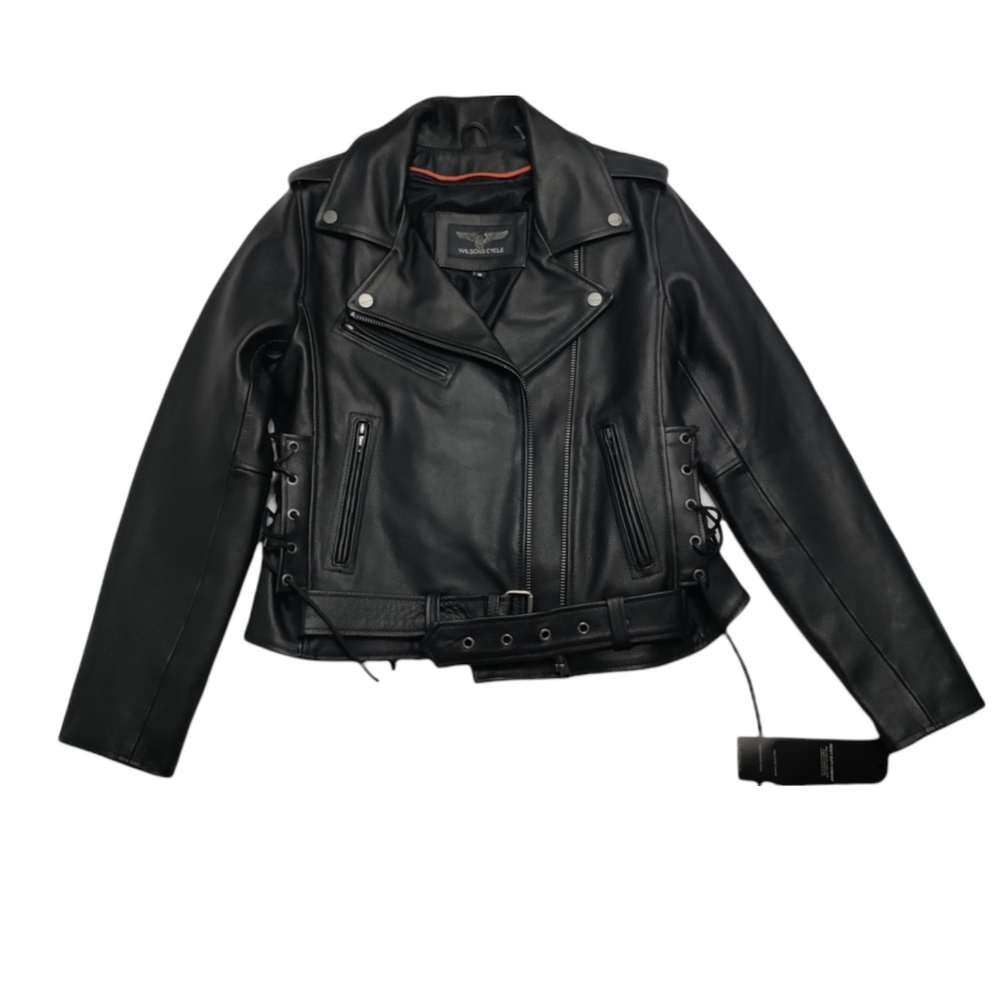 Wilson's Leathers Woman's Motorcycle Black Leather Jacket Size M Punk Rock